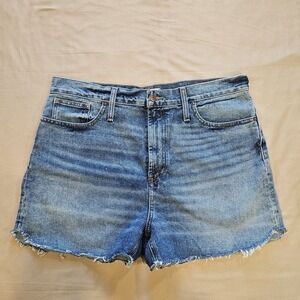 Madewell The Perfect Jean Shorts Womens 32 Blue Denim Raw Hem Burnett Wash 3"
